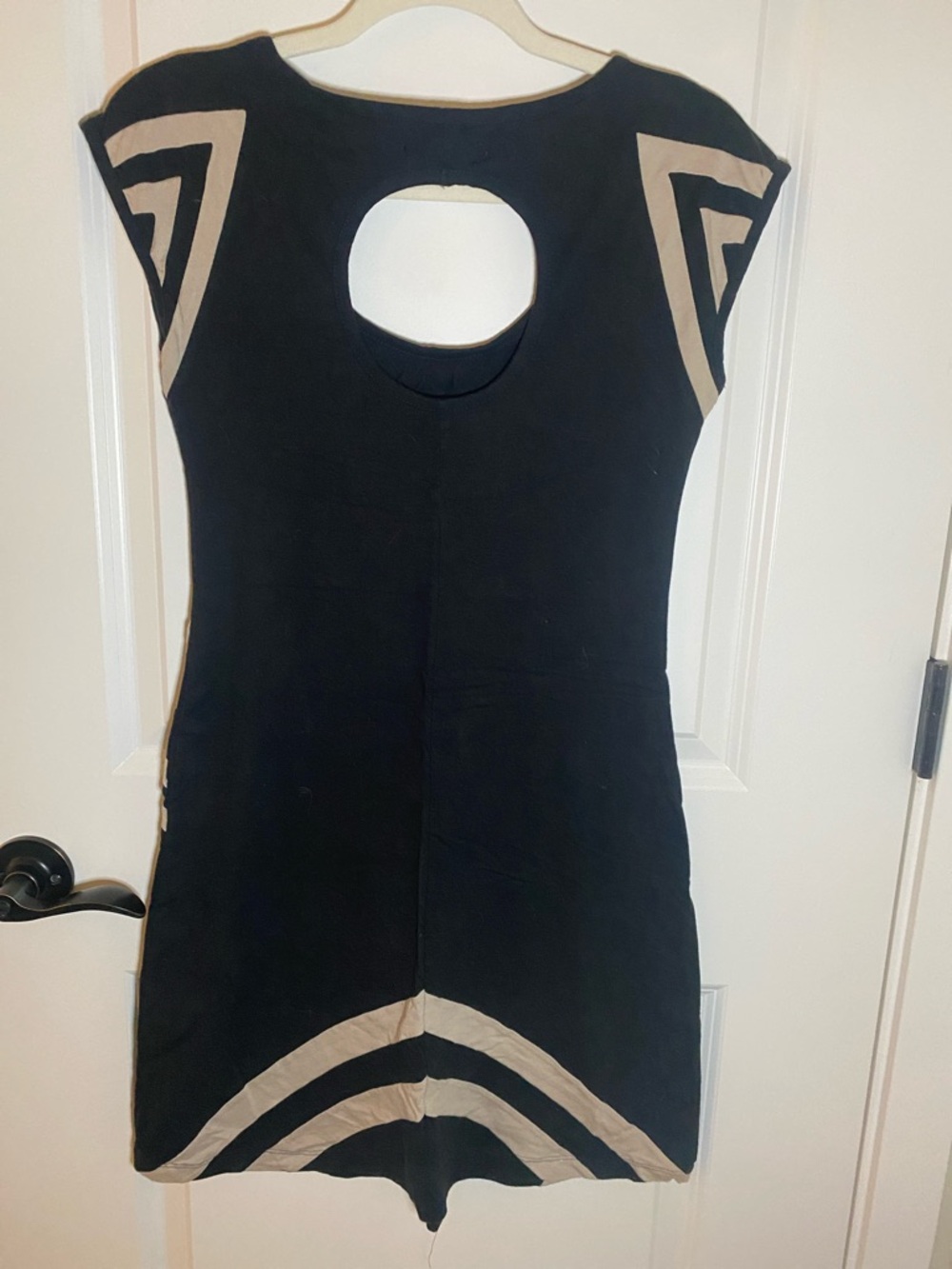 Synergy Organic Black Dress with Beige Geometric Trim - Picture 2 of 3